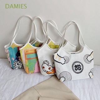 damies señoras bolso de hombro coreano axilas bolsas de lona bolso de las mujeres de viaje diario gato moda casual de dibujos animados bolso