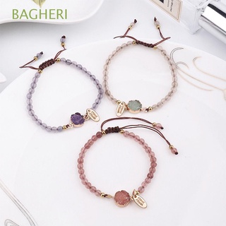 bagheri - pulsera de piedra natural para mujer, diseño de cuentas de 4 mm, cuerda ajustable simple hecha a mano/multicolor