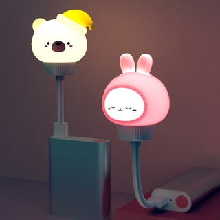 USB LED Luz De Noche/Portátil Flexible Lámpara De Mesa/Lindo Dibujos Animados Conejo Oso Niños Decoración De La Habitación Luces