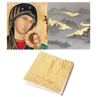 100 piezas de papel de imitación de papel dorado, diseño de manualidades, 14 x 14 cm, hojas de papel de oro (5)