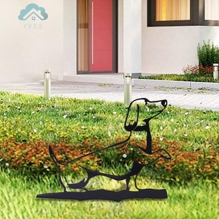 Hierro Metal perro silueta suelo Plug obras de arte para el hogar al aire libre decoración del jardín