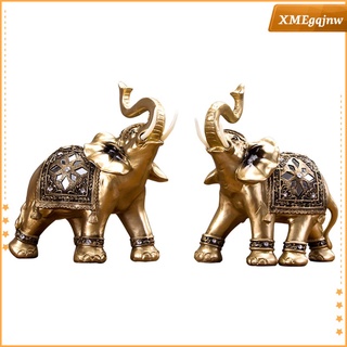 2 x estatua de elefante de resina lucky fengshui escultura riqueza figura decoración del hogar