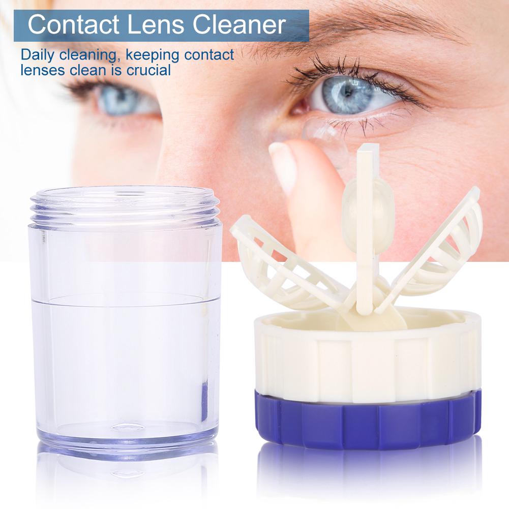 Limpieza manual de las lentes de contacto caso limpiador de lentes de contacto
