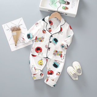 [Ropa de dormir para niños]otoño bebé niños lindo de dibujos animados ropa de dormir conjunto de primavera niñas niños de manga larga blusa Tops + pantalones pijamas conjunto niño nueva ropa