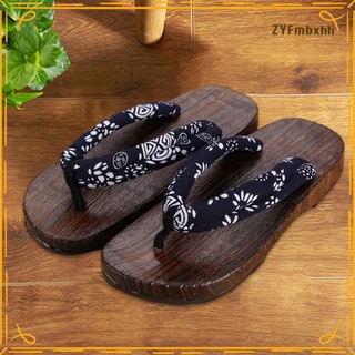 estilo japonés zuecos de madera zapatillas de interior y al aire libre sandalias para hombres mujeres