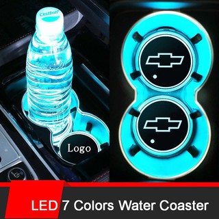 2 posavasos de luz LED de 7 colores para Chevrolet Cavalier Onix Cruze Aveo, taza de agua brillante, decoración de alfombrilla