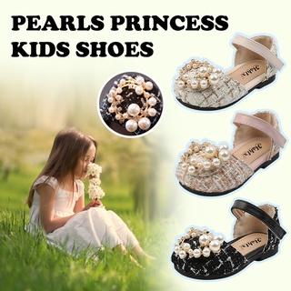 Niñas Perlas Princesa Niños Zapatos Tweed Cuadros De Suela Suave Antideslizante De Baile # E