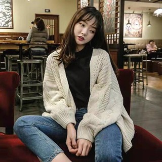 5 colores de la moda de las mujeres Tops de tejer de manga larga Cardigan estilo suelto suéter abrigo