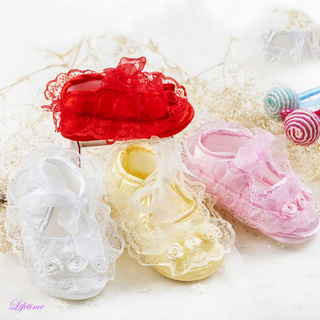 Zapatos de encaje de suela suave para recién nacidos/niñas/zapatos de princesa con lazo/flores rosas/zapatos kasut bayi
