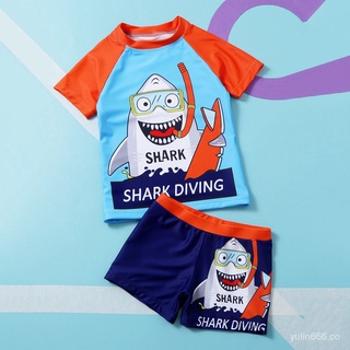 YL🔥bienes a la vista🔥niño niños niños tiburón carta de manga corta trajes de baño traje de baño de verano trajes conjunto