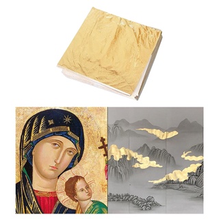 100 piezas de papel de imitación de papel dorado, diseño de manualidades, 14 x 14 cm, hojas de papel de oro (4)