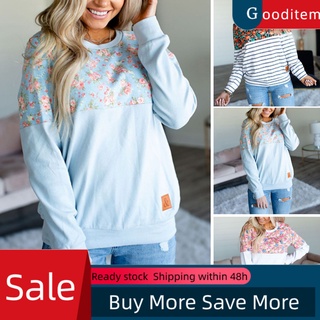 gooditem mujeres rayas impresión floral maternidad camiseta blusa lactancia materna capas top