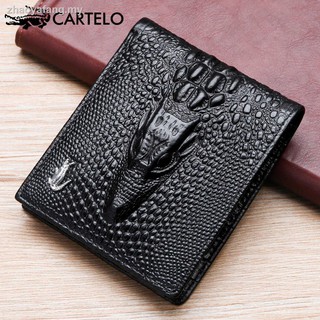 ✤❐✼Cadile cocodrilo cartera de los hombres s corto de cuero patrón de cocodrilo capa de la cabeza de la cartera de cuero de la moda de lujo Multi-tarjeta cartera (3)