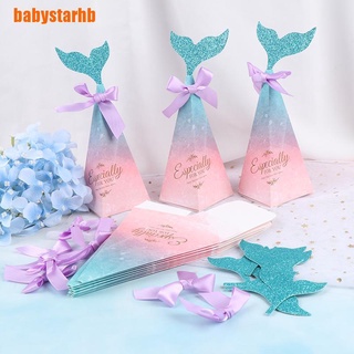 [babystarhb] 10 cajas de caramelos de sirena coloridas cola de sirena arco nudo caja de regalo de boda bolsas