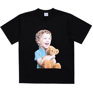 Más el tamaño de adlv suelto niño abrazo oso de peluche impresión casual de algodón de manga corta cuello redondo camiseta pareja