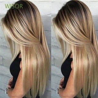 WISOR Women Wigs Hair Brown Gold Synthetic Wigs Full Wigs Wig Long Heat Resistant Ombre Black Straight Blonde/Multicolor