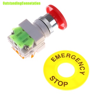 Outstandingconnotation - tapón de hongo rojo (1NO, 1NC, DPST, parada de emergencia, interruptor de botón AC 660V 10A) (3)