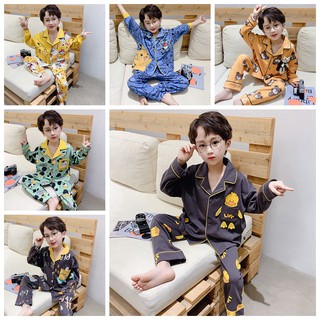 los niños pijamas de bebé conjunto de ropa de niños lindo de dibujos animados ropa de dormir otoño primavera 100% algodón ropa de dormir niños niñas animal pijamas aire acondicionado habitación pijamas conjunto