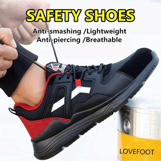lovefoot moda zapatos de seguridad anti-aplastamiento anti-piercing zapatos de trabajo transpirables zapatos deportivos