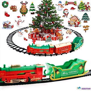 Trem elétrico de Natal Mini carro ferroviário de Papai Noel Árvore de Natal criativa presente de brinquedo infantil para decoração de Natal seestar