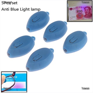 <yuwan> 5pcs mini llavero uv led llavero linterna flash antorcha anti luz azul lámpara