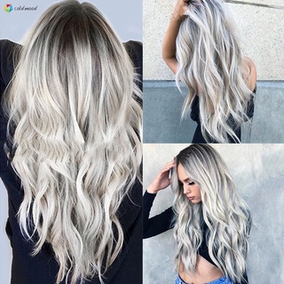 [cod] extensiones de pelo largo rizado pelucas para las mujeres resistente al calor pelo sintético ponytail cosplay negro gris