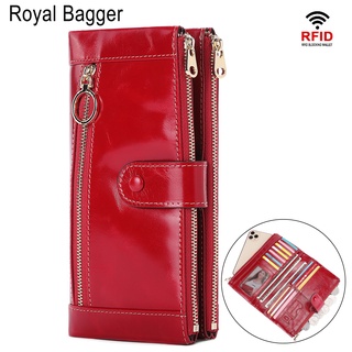 Royal Bagger 2021 nueva moda larga cartera monedero para las mujeres genuino cuero de vaca elegante bolso de embrague Multi-tarjeta posición bolsa de teléfono