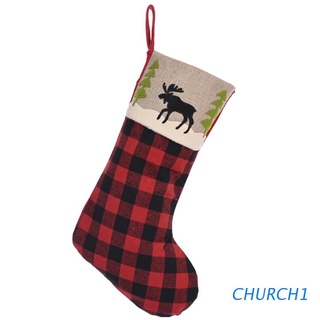 calcetines de navidad de la iglesia calcetines de cuadros alce fiesta regalo caramelo bolsa colgante colgante árbol de navidad decoración