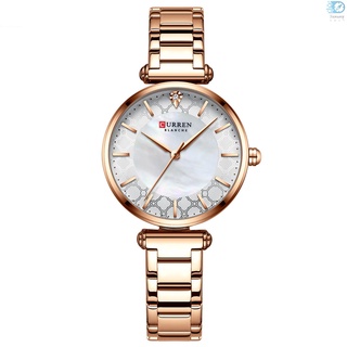 Curren reloj de cuarzo clásico para mujer/reloj de pulsera 3ATM impermeable con banda de acero inoxidable para día y negocios