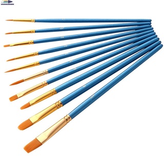 10pcs Pearl Blue Nylon Brushes Set Paint Brushes Set Nylon Hair Painting Brush