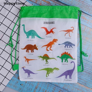 [Happytime] Bolsa de dinosaurio no tejida bolsa mochila niños viaje escuela bolsas con cordón (3)