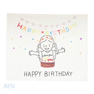 REN Happy Birthday Letters Hanging Cloth Banner Kids Child Girls Happy Birthday Backdrop Party Photo Background Decor
