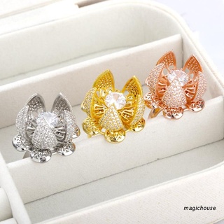 magichouse oro/rosa oro/plata lujo rose anillo personalizado diamante rosa anillo abierto anillo se puede girar para florecer