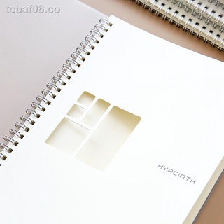 ☁❈Yunmu comestibles cuaderno de bobina transparente simple cuaderno de hojas sueltas cuaderno de celosía de celosía cuadrada en blanco horizontal