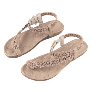 coreano bohemio sandalias de las mujeres zapatos de verano flip-toe flor tacón plano (1)