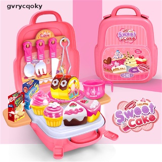 [gvrycqoky] 22 unids/set de plástico de pretender juguetes de juego dulce pastel vajilla juguete educativo