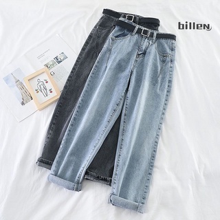 Billen Jeans sueltos Colorfast algodón mujeres cintura alta pantalones para uso diario