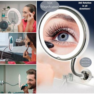 10X espejo giratorio 360 grados maquillaje Flexible lupa con luz LED