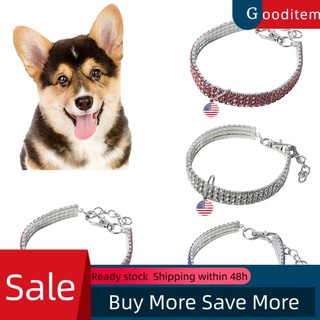 Gooditem Collar de perro gato Bling Rhinestone correa de cuello banda US bandera Collar suministros para mascotas