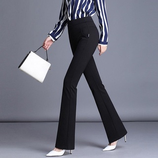 mujer pantalones micro-flared oficina estiramiento mujeres cierre cintura alta (4)