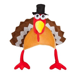 Xmas Turkey Thanksgiving Hat with Head, Legs and Tail Fancy Dress Accessory