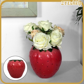 jarrón en forma de fresa de resina maceta de flores secas contenedor adorno
