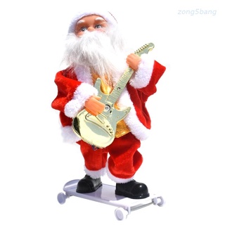 Zong navidad decoración adornos eléctrico monopatín jugando guitarra Santa Claus muñeca Musical divertida novela niños juguete regalo de navidad
