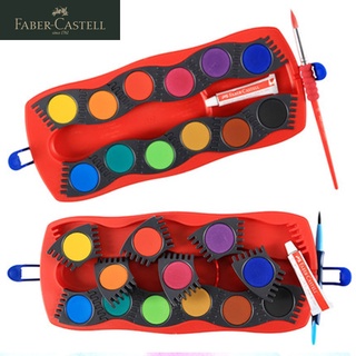 Faber CASTELL empalmada pigmento de Acuarela sólida/pinturas con pincel bolígrafo 12/21/24 colores redondo sólido Acuarela pigmentos suministros 1250 (1)