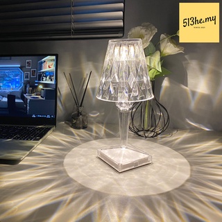 Lámpara de mesa de cristal creativa dormitorio cama ambiente luces de noche de lujo colgante diamante lámpara de mesa