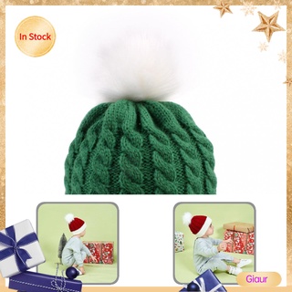 Giaurz accesorios de invierno niños sombrero de punto niños Twist empalme de navidad sombrero de punto grande bola de felpa para navidad