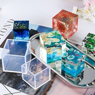 Suyou 5 pzs moldes de silicona transparentes colgantes para hacer joyas/herramientas de resina/molde UV epoxi DIY Craft cuadrado de cristal (8)