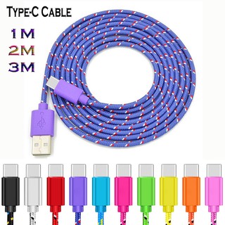 okcatzone Cable Tipo C 1m 2m 3m Nylon Trenzado De Carga Rápida Cargador USB Para Huawei Xiaomi Samsung