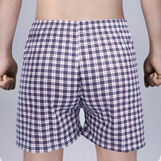bluming pantalones cortos sueltos clásico tejido de algodón de los hombres boxeadores de la cuadrícula masculina a cuadros casual ropa interior de playa con botón cuadros bragas (2)