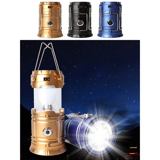 【exist】 Camping Lamp USB Rechargeable Camping Light Outdoor Tent Light Lantern Solar Power Collapsible Lamp Flashlight Emergency Torch 【exist】